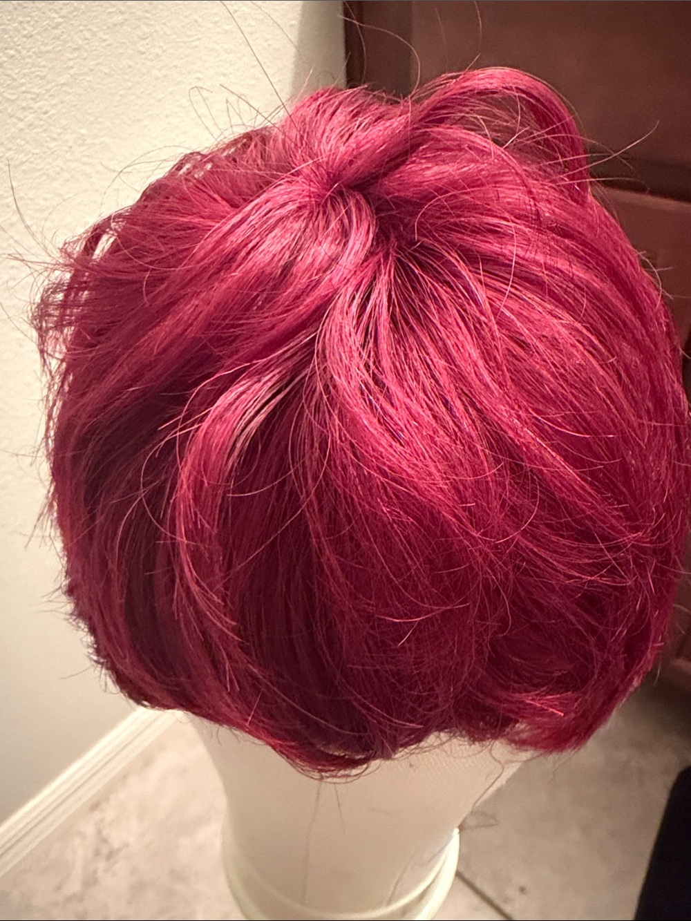 Vibrant Magenta Short Women’s Wig - Stylish Layered Cut human hair pixie